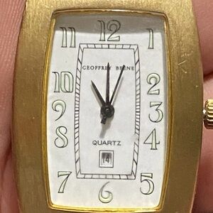 Geoffrey Beene Gold Tone Rectangular Watch